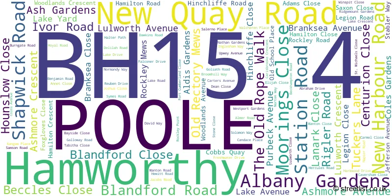 A word cloud for the BH15 4 postcode